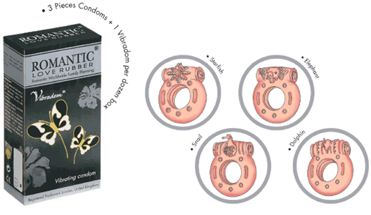 Romantic  Love Rubber Vibradom + Condoms 3s