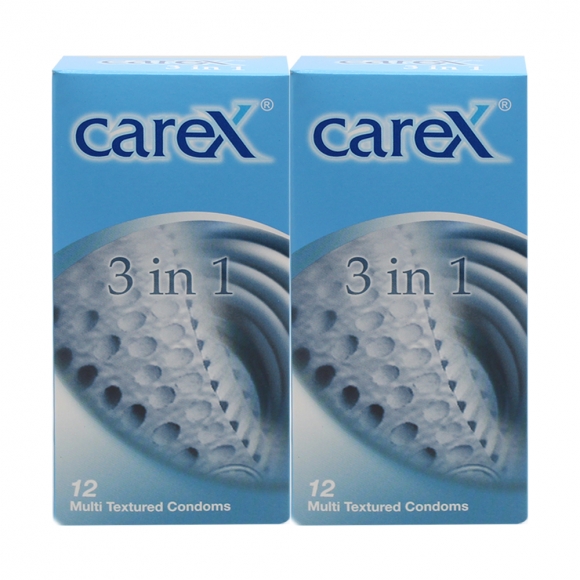 2 Boxes Carex 3 in 1 Multi Textured Condoms 12 pcs