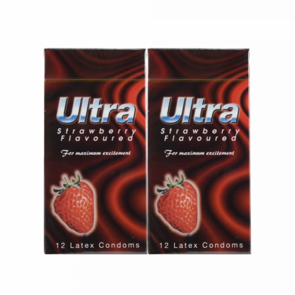 2 Boxes ULTRA Strawberry Flavour Condom (For Pleasurity With Taste) 12pcs