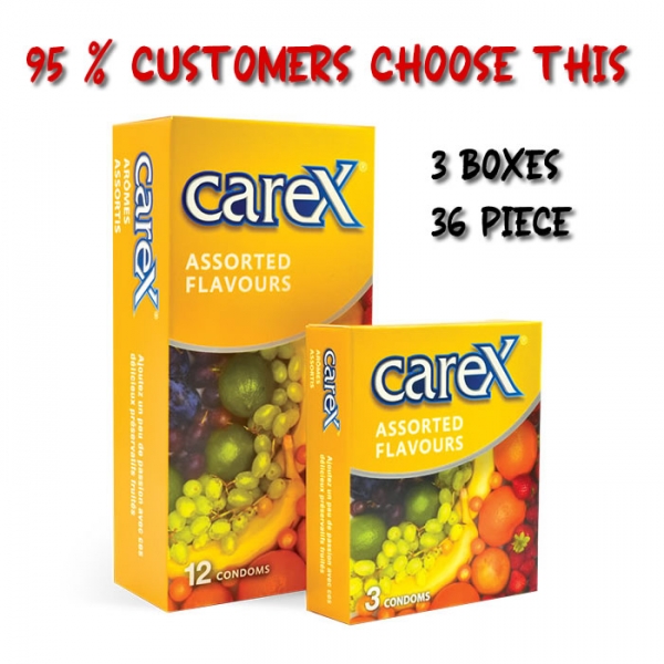 3 boxes Carex Assorted Flavours Condoms 12