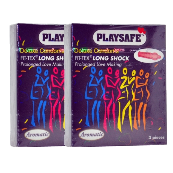 2 Boxes Playsafe Fit-Tex LONG SHOCK / Delay / Prolong Condom / Kondom - 3's