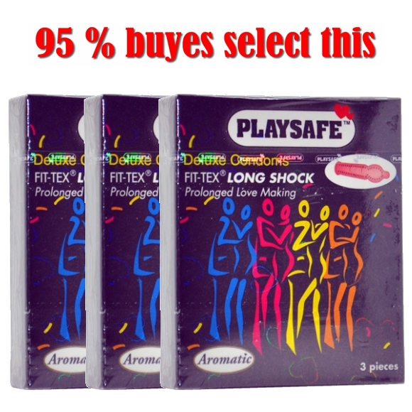 3 Boxes Playsafe Fit-Tex LONG SHOCK / Delay / Prolong Condom / Kondom - 3's